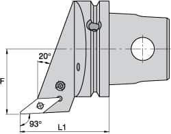 Kennametal - Left Hand Cut, Size KM63, VB.. Insert Compatiblity, Internal Modular Turning & Profiling Cutting Unit Head - 43mm Ctr to Cutting Edge, 60mm Head Length, Through Coolant, Series Screw-On - A1 Tooling