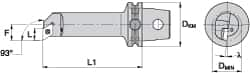 Kennametal - Right Hand Cut, Size KM63, DC.. Insert Compatiblity, Internal Modular Turning & Profiling Cutting Unit Head - 22mm Ctr to Cutting Edge, 140mm Head Length, Through Coolant, Series Screw-On - A1 Tooling