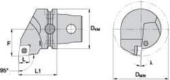 Kennametal - Left Hand Cut, Size KM63, CC.. Insert Compatiblity, Internal Modular Turning & Profiling Cutting Unit Head - 43mm Ctr to Cutting Edge, 60mm Head Length, Through Coolant, Series Screw-On - A1 Tooling