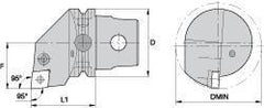 Kennametal - Right Hand Cut, Size KM63, CN.. Insert Compatiblity, Internal Modular Turning & Profiling Cutting Unit Head - 43mm Ctr to Cutting Edge, 60mm Head Length, Through Coolant, Series Kenlever - A1 Tooling