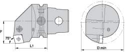 Kennametal - Right Hand Cut, Size KM63, CN.. Insert Compatiblity, Internal Modular Turning & Profiling Cutting Unit Head - 43mm Ctr to Cutting Edge, 60mm Head Length, Through Coolant, Series Kenlever - A1 Tooling