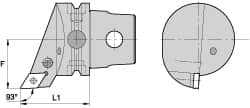 Kennametal - Right Hand Cut, Size KM63, DN.. Insert Compatiblity, External Modular Turning & Profiling Cutting Unit Head - 43mm Ctr to Cutting Edge, 60mm Head Length, Through Coolant, Series Kenlever - A1 Tooling