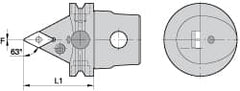 Kennametal - Right Hand Cut, Size KM63, DN.. Insert Compatiblity, External Modular Turning & Profiling Cutting Unit Head - 60mm Head Length, Through Coolant, Series Kenlever - A1 Tooling