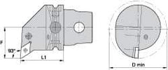 Kennametal - Left Hand Cut, Size KM63, DN.. Insert Compatiblity, Internal Modular Turning & Profiling Cutting Unit Head - 43mm Ctr to Cutting Edge, 60mm Head Length, Through Coolant, Series Kenlever - A1 Tooling