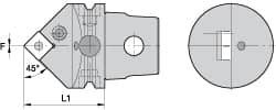 Kennametal - Neutral Cut, Size KM63, SN.. Insert Compatiblity, External Modular Turning & Profiling Cutting Unit Head - 60mm Head Length, Through Coolant, Series Kenlever - A1 Tooling