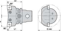 Kennametal - Right Hand Cut, Size KM63, CN.. Insert Compatiblity, Internal Modular Turning & Profiling Cutting Unit Head - 43mm Ctr to Cutting Edge, 60mm Head Length, Through Coolant, Series Kenlever - A1 Tooling