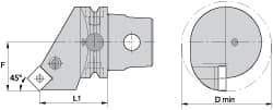 Kennametal - Left Hand Cut, Size KM63, SN.. Insert Compatiblity, Internal Modular Turning & Profiling Cutting Unit Head - 43mm Ctr to Cutting Edge, 68mm Head Length, Through Coolant, Series Kenlever - A1 Tooling