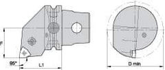 Kennametal - Left Hand Cut, Size KM63, WN.. Insert Compatiblity, Internal Modular Turning & Profiling Cutting Unit Head - 43mm Ctr to Cutting Edge, 60mm Head Length, Through Coolant, Series Kenlever - A1 Tooling