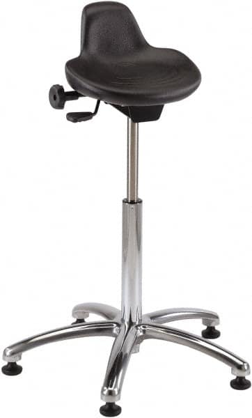 Bevco - 27" Wide x 27" Deep x 20 to 30" High, Steel Base, Adjustable Height Swivel Stool - Polyurethane Seat, Black - A1 Tooling