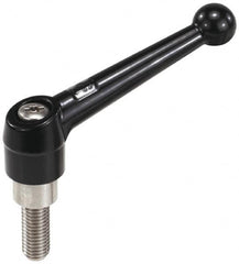 KIPP - #10-24, 13mm Hub Diam, Zinc Die Cast (Stainless Steel Components) Threaded Stud Adjustable Clamping Lever - 0.79" Stud Length, 46mm OAL, 32.5mm High - A1 Tooling