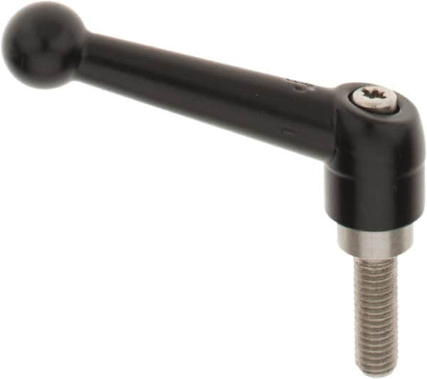 KIPP - M8 x 1.25, 18mm Hub Diam, Zinc Die Cast (Stainless Steel Components) Metric Threaded Stud Adjustable Clamping Lever - 25mm Stud Length, 73mm OAL, 45.5mm High - A1 Tooling