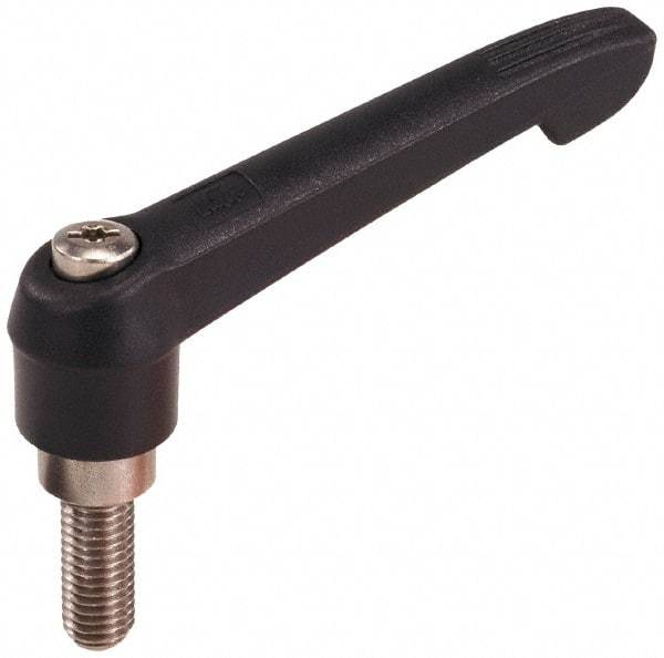 KIPP - 3/8-16, 0.85" Hub Diam, Glass Fiber (Stainless Steel Components) Threaded Stud Adjustable Clamping Lever - 1.97" Stud Length, 3.6" OAL, 2.11" High - A1 Tooling