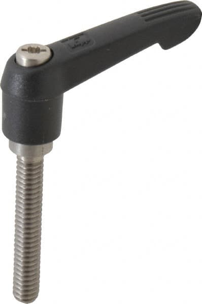 KIPP - 1/4-20, 0.51" Hub Diam, Glass Fiber (Stainless Steel Components) Threaded Stud Adjustable Clamping Lever - 1.57" Stud Length, 1.85" OAL, 1.18" High - A1 Tooling