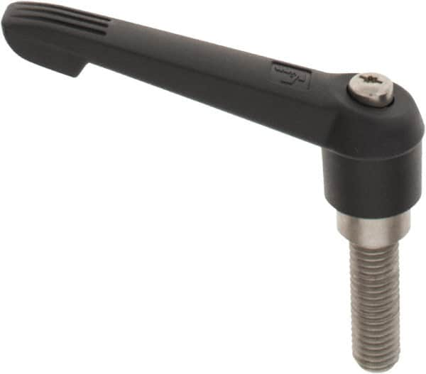 KIPP - 5/8-11, 1.18" Hub Diam, Glass Fiber (Stainless Steel Components) Threaded Stud Adjustable Clamping Lever - 1.97" Stud Length, 4.96" OAL, 2.83" High - A1 Tooling