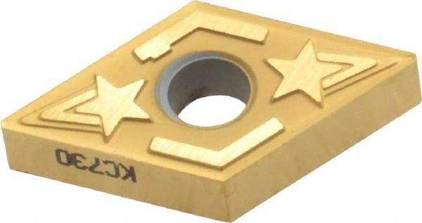 Kennametal - DNGG431 LF Grade KC730 Carbide Turning Insert - TiN Finish, 55° Diamond, 1/2" Inscr Circle, 3/16" Thick, 1/64" Corner Radius - A1 Tooling