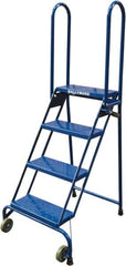 Ballymore - 65" 4 Step Ladder - Portable Folding Safety Ladder, 350 Lb Capacity, 40" Platform Height, 24" Base Width x 30" Base Depth, Perforated Tread - A1 Tooling