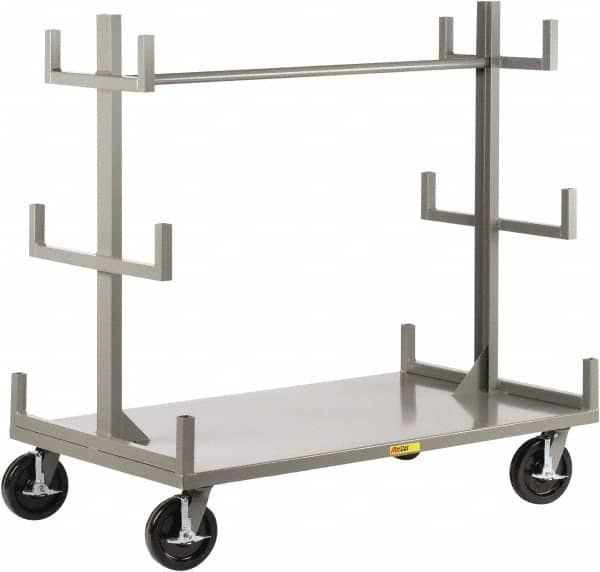 Little Giant - 3,600 Lb Capacity Steel Bar & Pipe Truck - Steel Deck, 36" OAW, 60" Platform Length, Phenolic Casters - A1 Tooling