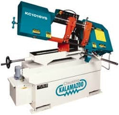 Clausing - 9 x 14-1/2" Max Capacity, Manual Variable Speed Pulley Horizontal Bandsaw - 50 to 295 SFPM Blade Speed, 110/220 Volts, 45°, 1.5 hp, 1 Phase - A1 Tooling