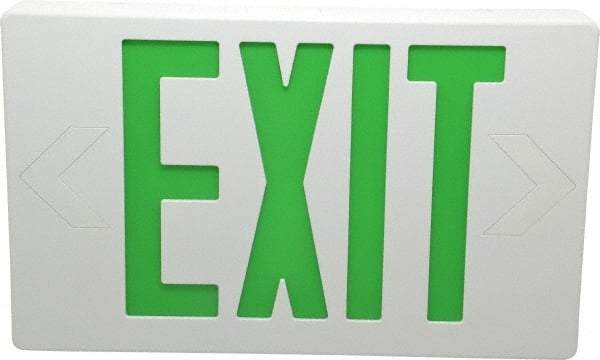 Mule - 1 Face, 5 Watt, White, Polycarbonate, LED, Illuminated Exit Sign - 120/277 VAC, Nickel Cadmium, Universal Mounted, 12 Inch Long x 1-1/2 Inch Wide x 7-1/2 Inch High - A1 Tooling