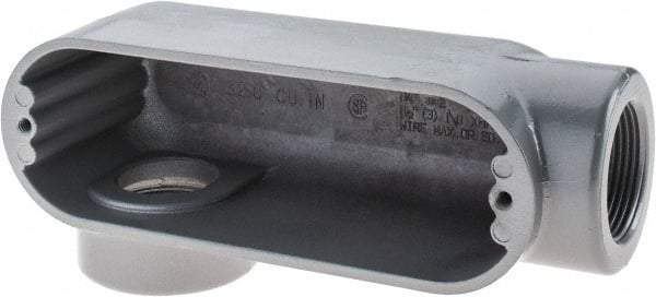 Thomas & Betts - LR Body, 1-1/4" Trade, IMC, Rigid Aluminum Conduit Body - Oval, 6-1/2" OAL, 32 cc Capacity, Gray - A1 Tooling