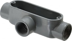 Thomas & Betts - T Body, 1/2" Trade, IMC, Rigid Aluminum Conduit Body - Oval, 4-3/8" OAL, 4.3 cc Capacity, Gray - A1 Tooling