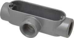 Thomas & Betts - T Body, 1" Trade, IMC, Rigid Aluminum Conduit Body - Oval, 5-15/16" OAL, 11.8 cc Capacity, Gray - A1 Tooling