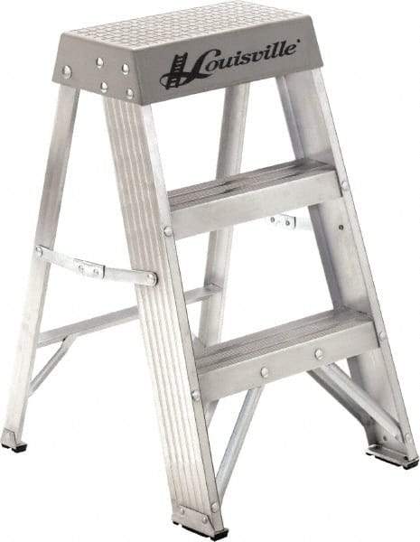 Louisville - 3 Steps, 3' High, Type IA Rating, Aluminum Step Ladder - 300 Lb Capacity, 17-1/8" Base Width - A1 Tooling