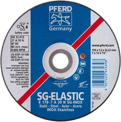 PFERD - 46 Grit, 4-1/2" Wheel Diam, 1/4" Wheel Thickness, 7/8" Arbor Hole, Type 27 Depressed Center Wheel - Aluminum Oxide - A1 Tooling