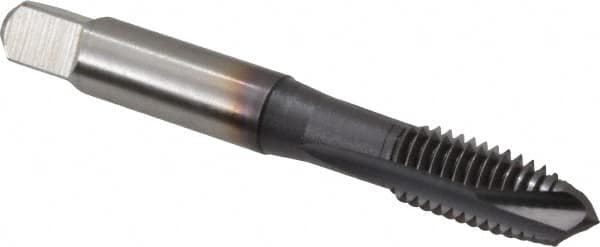 Accupro - M10x1.50 Metric Coarse, 3 Flute, TiCN Finish, Powdered Metal Spiral Point Tap - Plug Chamfer, Right Hand Thread, 2-15/16" OAL, 6H Class of Fit - Exact Industrial Supply