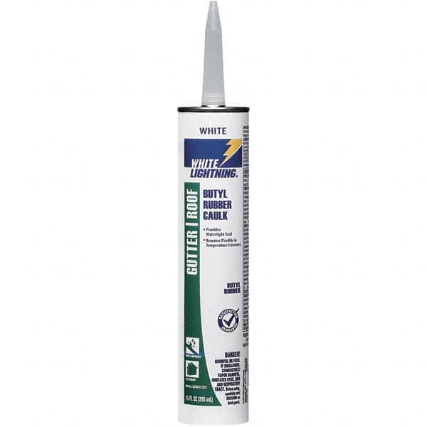 White Lightning - 10 oz Cartridge White Butyl Rubber Caulk - -40 to 180°F Operating Temp, 24 to 48 hr Full Cure Time - A1 Tooling