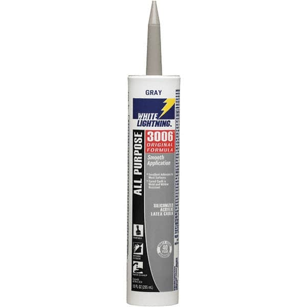 White Lightning - 10 oz Cartridge Gray Acrylic & Latex Caulk - -30 to 180°F Operating Temp, 12 min Tack Free Dry Time, Series 3006 - A1 Tooling