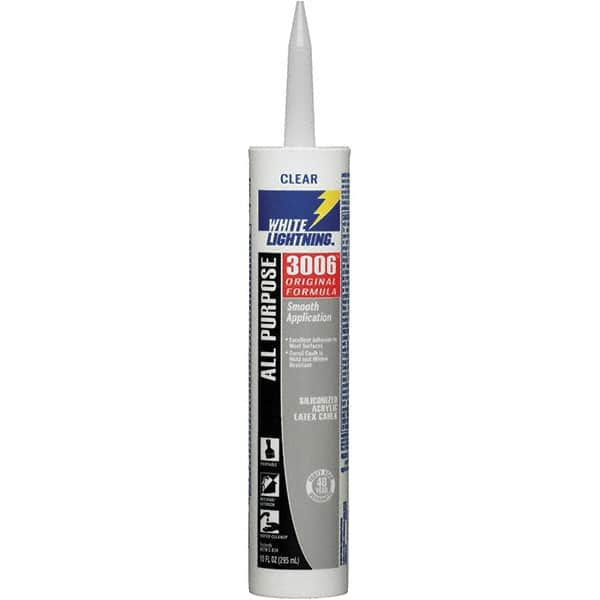 White Lightning - 10 oz Cartridge Clear Acrylic & Latex Caulk - -30 to 180°F Operating Temp, 12 min Tack Free Dry Time, Series 3006 - A1 Tooling