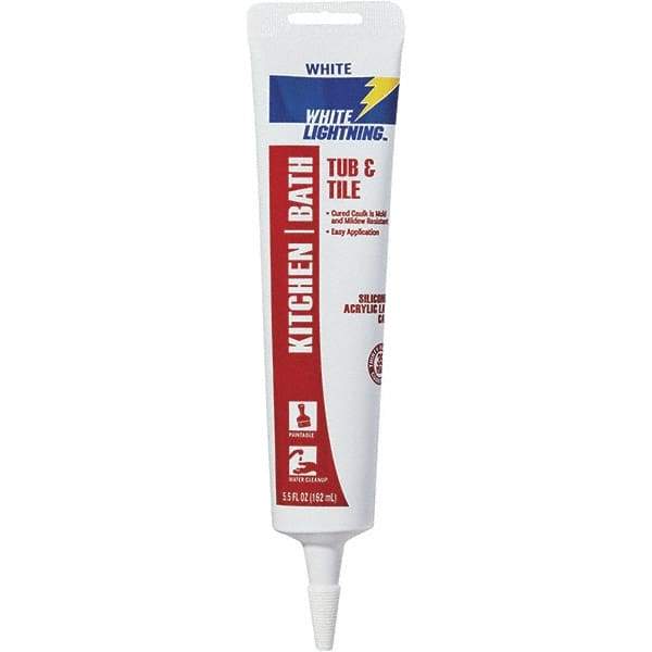 White Lightning - 5.5 oz Cartridge White Acrylic & Silicone Hybrid Caulk - 180°F Max Operating Temp - A1 Tooling