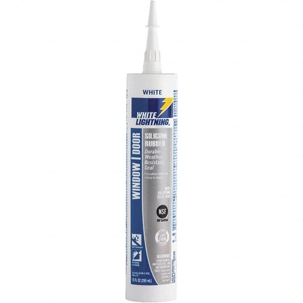 White Lightning - 10 oz Cartridge White RTV Silicone Joint Sealant - -80 to 450°F Operating Temp, 30 min Tack Free Dry Time, 24 hr Full Cure Time - A1 Tooling