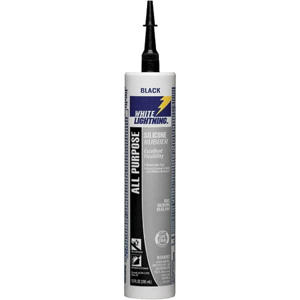 White Lightning - 10 oz Cartridge Black RTV Silicone Joint Sealant - -80 to 400°F Operating Temp, 30 min Tack Free Dry Time, 24 hr Full Cure Time - A1 Tooling