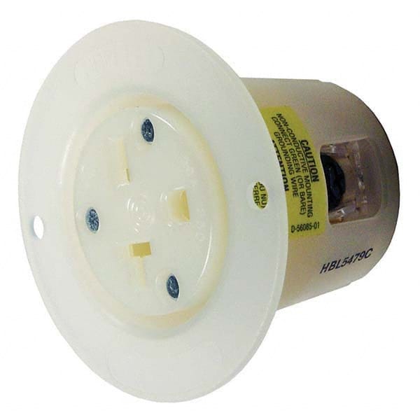 Hubbell Wiring Device-Kellems - 250V 20A NEMA 6-20R Commercial Grade White Straight Blade Flanged Receptacle - A1 Tooling