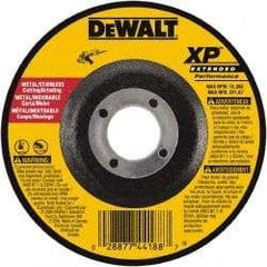 DeWALT - 24 Grit, 6" Wheel Diam, 1/8" Wheel Thickness, 7/8" Arbor Hole, Type 27 Depressed Center Wheel - Zirconia Alumina, Resinoid Bond, 10,100 Max RPM, Compatible with Angle Grinder - A1 Tooling