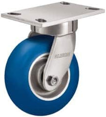 Albion - 6" Diam x 2" Wide x 7-1/4" OAH Top Plate Mount Swivel Caster - Neoprene, 700 Lb Capacity, Precision Sealed Bearing, 4 x 4-1/2" Plate - A1 Tooling