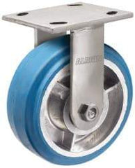 Albion - 6" Diam x 2" Wide x 7-1/4" OAH Top Plate Mount Rigid Caster - Neoprene, 700 Lb Capacity, Roller Bearing, 4 x 4-1/2" Plate - A1 Tooling