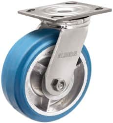 Albion - 6" Diam x 2" Wide x 7-1/4" OAH Top Plate Mount Swivel Caster - Neoprene, 700 Lb Capacity, Roller Bearing, 4 x 4-1/2" Plate - A1 Tooling