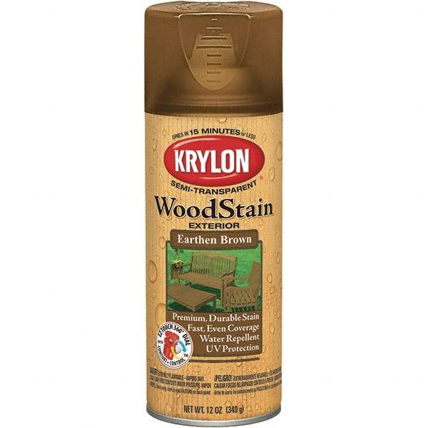 Krylon - 0.5 Qt Aerosol Can Earth Brown Wood Stain - Oil-Based, Semi-Transparent - A1 Tooling