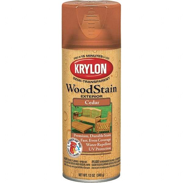 Krylon - 0.5 Qt Aerosol Can Cedar Wood Stain - Oil-Based, Semi-Transparent - A1 Tooling