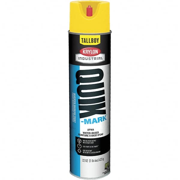 Krylon - 25 fl oz Yellow Marking Paint - 35 to 71 Sq Ft Coverage, Water-Based Formula - A1 Tooling