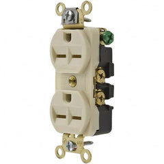 Hubbell Wiring Device-Kellems - 250 VAC 15A NEMA 6-15R Industrial Grade Ivory Straight Blade Duplex Receptacle - A1 Tooling