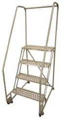 Cotterman - 70" 4 Step TiltNRoll Rolling Ladder - Assembled, 450 Lb Capacity, 40" Platform Height, 28" Base Width x 37" Base Depth, Perforated Tread - A1 Tooling