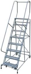 Cotterman - 110" 8 Step Rolling Warehouse Ladder - Assembled, 450 Lb Capacity, 80" Platform Height, 24" Base Width x 61" Base Depth, Perforated Tread - A1 Tooling