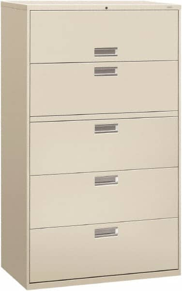 Hon - 42" Wide x 67" High x 19-1/4" Deep, 5 Drawer Roll-Out, Roll-Out Posting - Steel, Light Gray - A1 Tooling