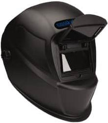 PRO-SAFE - 3-21/32" Window Width x 1-3/4" Window Height, 10 Shade Fixed Shade Lens, Front Lift Welding Helmet - Black Nylon Clear Lens - A1 Tooling