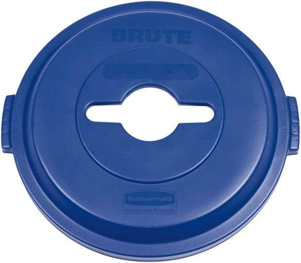 Rubbermaid - Round Lid for Use with 32 Gal Round Recycle Containers - Blue, Plastic, For 2632 Brute Trash Cans - A1 Tooling