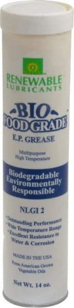 Renewable Lubricants - 14 oz Cartridge Biobased Extreme Pressure Grease - White, Extreme Pressure, Food Grade & High Temperature, 590°F Max Temp, NLGIG 2, - A1 Tooling